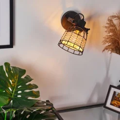 hofstein Applique murale Recinto Bois foncé, Noir, 1 lumière