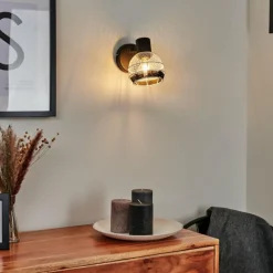 Lampes Vintages & Rétros-hofstein Applique murale Revsbotn Chrome, Noir, 1 lumière