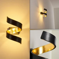 Lampes Dorées-hofstein Applique murale Rezat LED Noir doré, 1 lumière