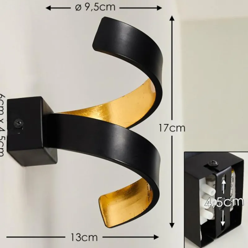 Lampes Dorées-hofstein Applique murale Rezat LED Noir doré, 1 lumière