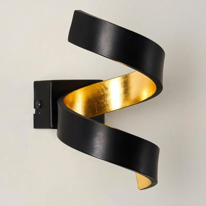 Lampes Dorées-hofstein Applique murale Rezat LED Noir doré, 1 lumière