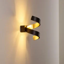 Lampes Dorées-hofstein Applique murale Rezat LED Noir doré, 1 lumière