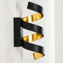 Lampes Art Déco-hofstein Applique murale Rezat LED Noir doré, 1 lumière