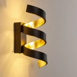 Lampes Art Déco-hofstein Applique murale Rezat LED Noir doré, 1 lumière