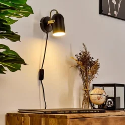 Lampes Industrielles-hofstein Applique murale Rialey Laiton, Noir, 1 lumière