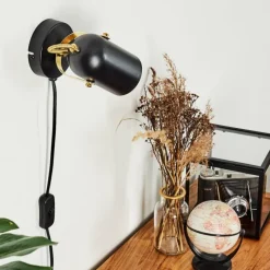 Lampes Industrielles-hofstein Applique murale Rialey Laiton, Noir, 1 lumière