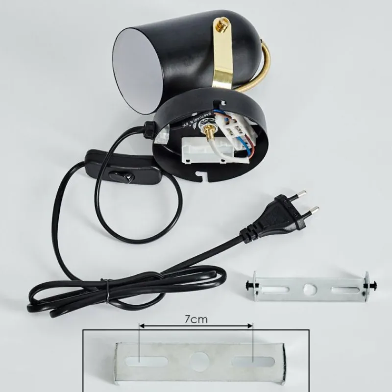 Lampes Industrielles-hofstein Applique murale Rialey Laiton, Noir, 1 lumière