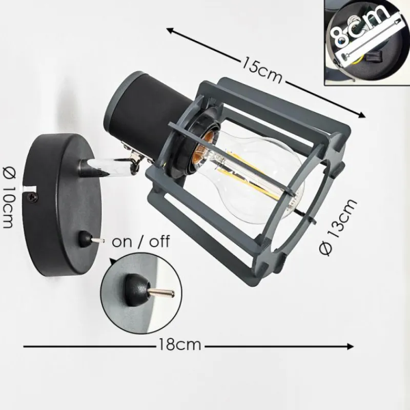 hofstein Applique murale Rieti Noir, 1 lumière* Appliques