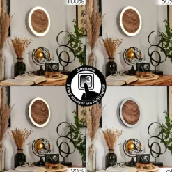 hofstein Applique murale Rocha LED Brun, Couleur bois, Noir, 1 lumière