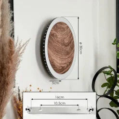 hofstein Applique murale Rocha LED Brun, Couleur bois, Noir, 1 lumière