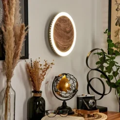 hofstein Applique murale Rocha LED Brun, Couleur bois, Noir, 1 lumière