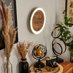 hofstein Applique murale Rocha LED Brun, Couleur bois, Noir, 1 lumière