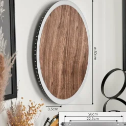 hofstein Applique murale Rocha LED Brun, Couleur bois, Noir, 1 lumière