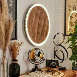 hofstein Applique murale Rocha LED Brun, Couleur bois, Noir, 1 lumière