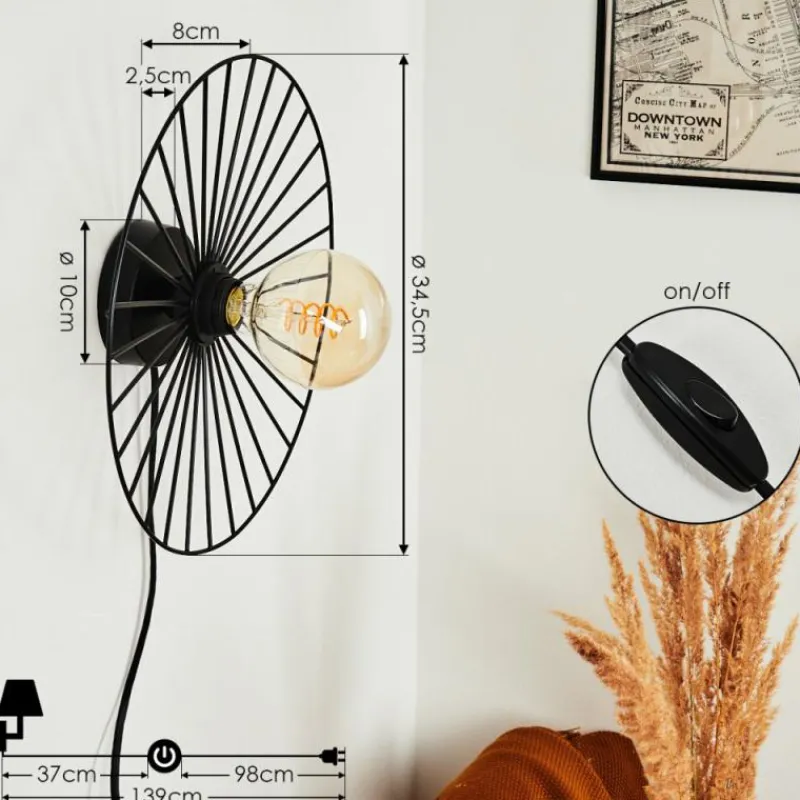 Lampes Industrielles-hofstein Applique murale Rossedalen Noir, 1 lumière