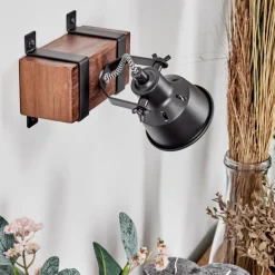 hofstein Applique murale Safari Brun foncé, Noir, 1 lumière