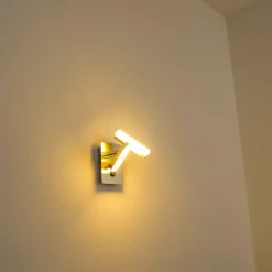 hofstein Applique murale Sakami LED Nickel mat, 2 lumières