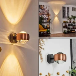 hofstein Applique murale Sapri Cuivre, Noir, 1 lumière