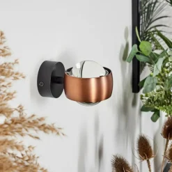 hofstein Applique murale Sapri Cuivre, Noir, 1 lumière