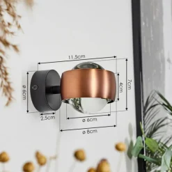 hofstein Applique murale Sapri Cuivre, Noir, 1 lumière