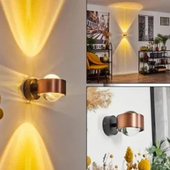 hofstein Applique murale Sapri Cuivre, Noir, 1 lumière