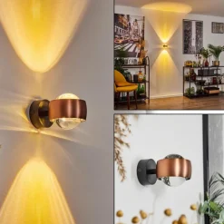 hofstein Applique murale Sapri Cuivre, Noir, 1 lumière