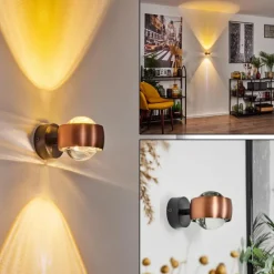 hofstein Applique murale Sapri Cuivre, Noir, 1 lumière