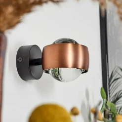 hofstein Applique murale Sapri Cuivre, Noir, 1 lumière