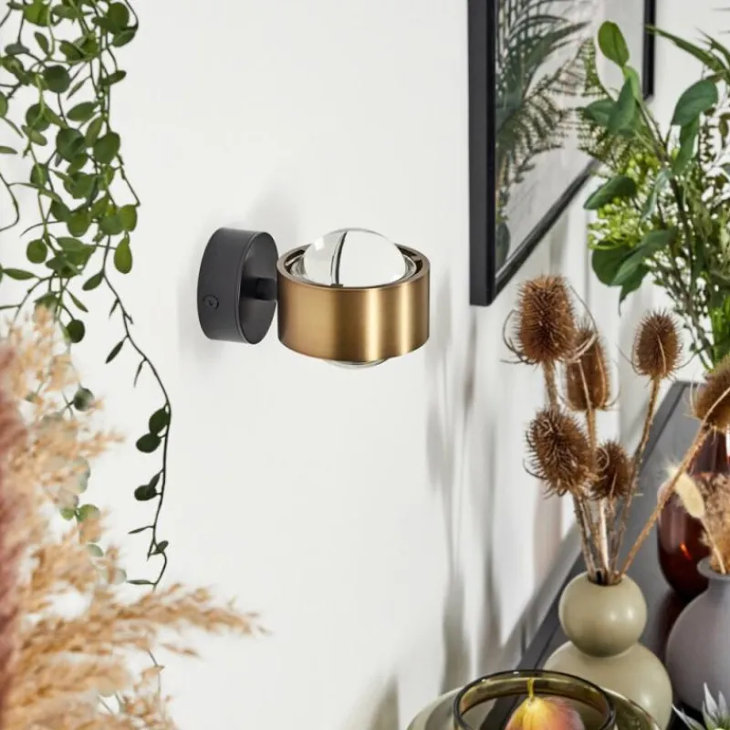 hofstein Applique murale Sapri Vieux laiton, Noir, 1 lumière