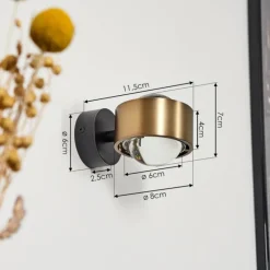 hofstein Applique murale Sapri Vieux laiton, Noir, 1 lumière