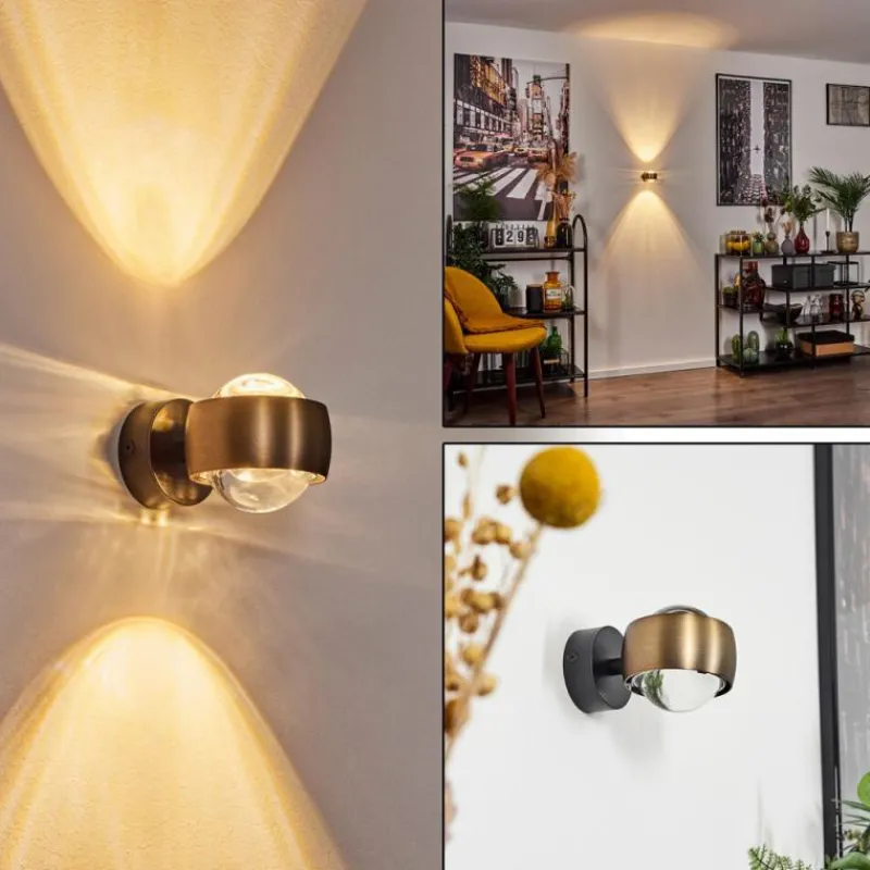 hofstein Applique murale Sapri Vieux laiton, Noir, 1 lumière