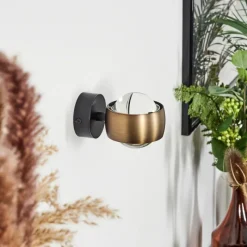 hofstein Applique murale Sapri Vieux laiton, Noir, 1 lumière