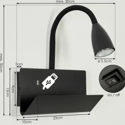 hofstein Applique murale Sarnen Noir, 1 lumière