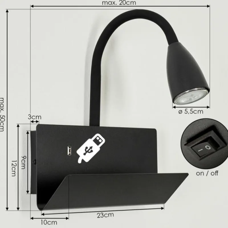 hofstein Applique murale Sarnen Noir, 1 lumière