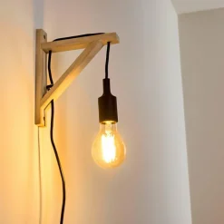 Lampes Vintages & Rétros-hofstein Applique murale Sasagawa Bois clair, Noir, 1 lumière