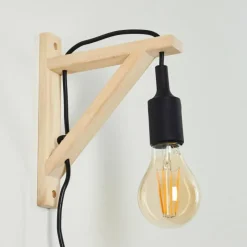 Lampes Vintages & Rétros-hofstein Applique murale Sasagawa Bois clair, Noir, 1 lumière