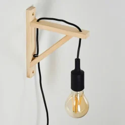 Lampes Vintages & Rétros-hofstein Applique murale Sasagawa Bois clair, Noir, 1 lumière