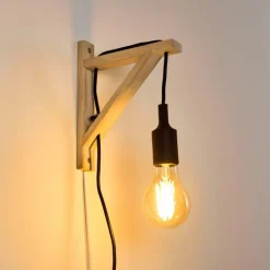 Lampes Vintages & Rétros-hofstein Applique murale Sasagawa Bois clair, Noir, 1 lumière