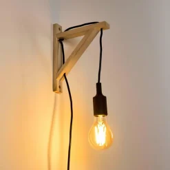 Lampes Vintages & Rétros-hofstein Applique murale Sasagawa Bois clair, Noir, 1 lumière