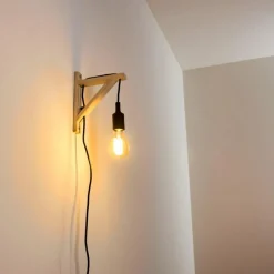 Lampes Vintages & Rétros-hofstein Applique murale Sasagawa Bois clair, Noir, 1 lumière