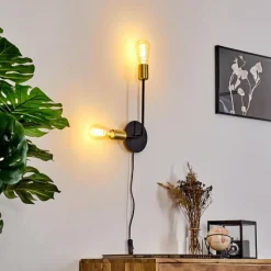 Lampes Industrielles-hofstein Applique murale Sattons Laiton, Noir, 2 lumières