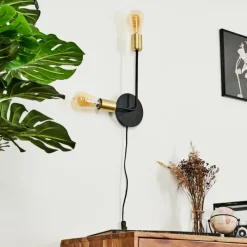 Lampes Industrielles-hofstein Applique murale Sattons Laiton, Noir, 2 lumières