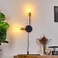 Lampes Industrielles-hofstein Applique murale Sattons Laiton, Noir, 2 lumières