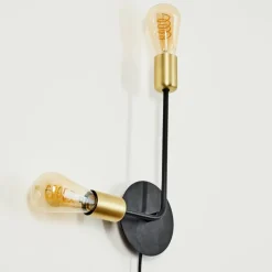 Lampes Industrielles-hofstein Applique murale Sattons Laiton, Noir, 2 lumières