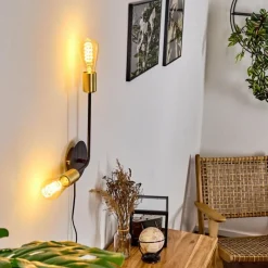 Lampes Industrielles-hofstein Applique murale Sattons Laiton, Noir, 2 lumières