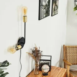 Lampes Industrielles-hofstein Applique murale Sattons Laiton, Noir, 2 lumières