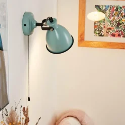 Lampes Vintages & Rétros-hofstein Applique murale Selki Bleu, Noir, 1 lumière