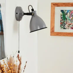 Lampes Vintages & Rétros-hofstein Applique murale Selki Gris, Noir, 1 lumière