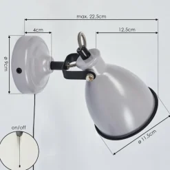 Lampes Vintages & Rétros-hofstein Applique murale Selki Gris, Noir, 1 lumière