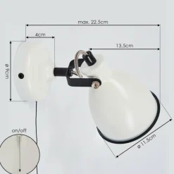 Lampes Vintages & Rétros-hofstein Applique murale Selki Noir, Blanc, 1 lumière